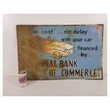 1950's Steel 'National Bank of Commerce Sign'