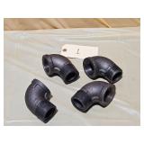 4 New 1 1/2  Malleable Iron Pipe Elbows