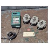 Used Makita DC1801 Battery Charger & 3Batteries