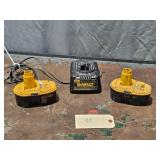 DeWalt DW9116 1-Hour Battery Charger & 2 Batteries