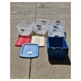 Used Various Plastic Storage Totes & Lids