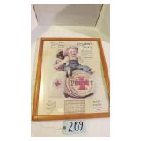 PRIMITIVE ANTIQUE WALL CALENDAR 17 X 21' FRAMED