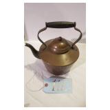 COPPER TEA POT WITH WOODEN HANDLE