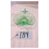 URANIUM FENTON GLASS BIRD FIGURAL CANDY DISH