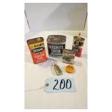 MISC TINS AND OIL CAN SEE DESC