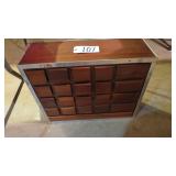WOOD SHELF 21 DRAWER UNIT 19' T X 8.75 D X 24' W