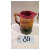 ANTIQUE ENGLISH MAJOLICA PITCHER - 19TH CENY 7' T