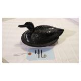 BLACK GLASS DUCK ON A NEST