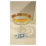 VINTAGE KINGS CROWN GOLD RIM PEDESTAL COMPOTE
