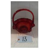 VINTAGE RUBY RED GLASS BASKET / FENTON
