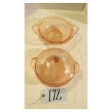 PINK GLASS DISH WITH LID SEE DESC