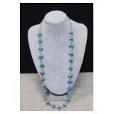 Turquoise & Shell Bead Necklace w/ Sterling Clasp