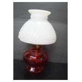 Vintage Red Hurricane Oil Lamp,Missing Chimney &
