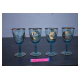 Four Gold Leaf Vintage Glasses