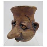 Whimsical Handmade Pottery Face Cup