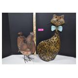 Metal Art Cat Candle Holder & Chicken Egg Center