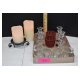 Two Crystal Candle Sticks (Made In USA)  And More