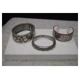 Three Metal Bangle/Cuff Bracelets