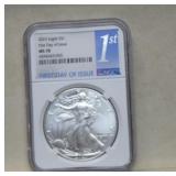 2023 Silver Eagle Dollar MS70  !st Day Issue NGC