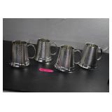 Four Banka Hammered Tin Steins. Made in Indonesia