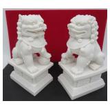 Two White Marble Foo Dogs - NEW
