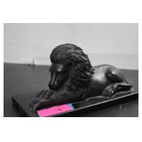 Metal Lion Statue on Base