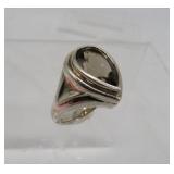 Sterling Smoky Quartz Pear Cut Ring - 12gr - Sz S
