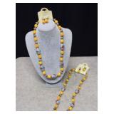 Two Vtg EsMor Beaded Necklaces w/ Earrings