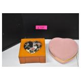 Two Heart Shape Jewelry Boxes Filled W/Fashion
