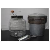 Galvanized Ice Bucket & Jar Drink Dispenser