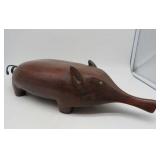 Handcarved Solid Wood Pig - 18x6x4'