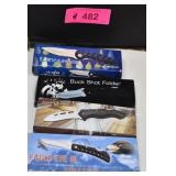 Four New Frost Cutlery Pocket Knifes
