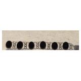 Sterling Bracelet&Earrings w/ Black Stones  Mexico