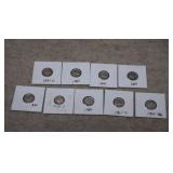(9) Silver Dimes 1937S-1944S Mercury & 1946-
