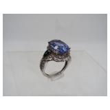 Sterling Iolite Oval Cut Ring - 6gr - Sz 6.6