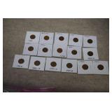 (16) Early Date Wheat Pennies  1909 to 1940 Mix