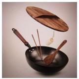 NEW 12.5' Wok Pan with Lid and  Cookware Accessor