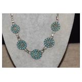Silver Color Concho Style Turquoise Style Necklace