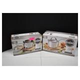 Two New Farberware Stainless Covered Saucepans