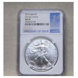 2019 Silver Eagle Dollar   MS70 1st Day Issue NGC