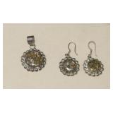 Sterling Ocean Jasper Pendant & Earrings