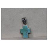 Sterling Cross w/ Turquoise Pendant