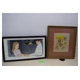 Vintage Girl in Bonnet w/Flower Signed in Print &