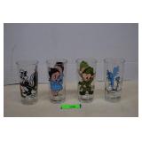 Four Warner Bros. Vintage Character Glasses