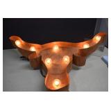 Rustic Metal Texas Longhorn Light, Works