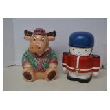 Lot Two Vintage Cookie Jars Moose & Soldier