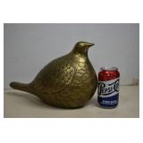 Large Mid Century Brass Partridge Quail