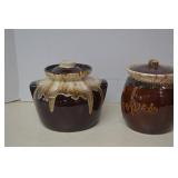 Lot Two Vintage Drip Glaze USA Pottery Cookie Jars