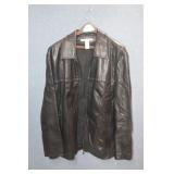 Perry Ellis Black Leatherr Long Jacket SZ XL