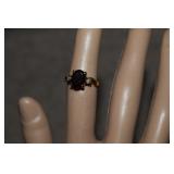 Avon 14K HGE & Tourmaline Ring w/ Clear Stones